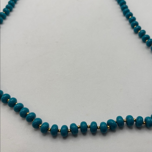 VTG Lucite Turquoise Beaded Necklace disk shaped beads colorful artsy boho NWT - Picture 7 of 8